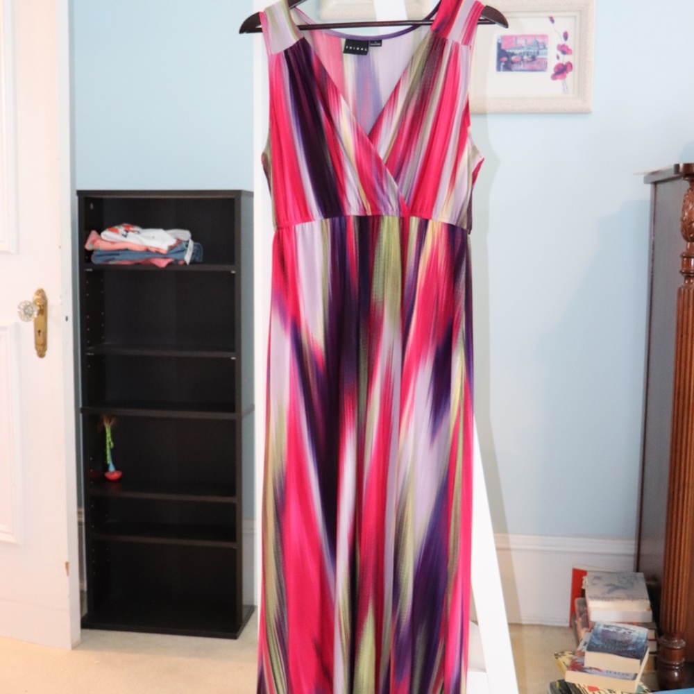 Midi high low dress by Tribal - Fuchsia, purple and green
